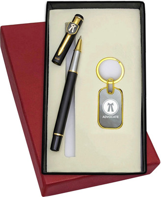 UJJi Advocate 2in1 Set in Golden Part with Long Refill Pen with Keychain and Pen Gift Set(Pack of 2, Ink Color - Blue )