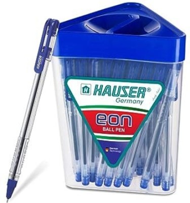 HAUSER Eon 0.7 mm, 50 Pcs Jar Set, Light Weight, Smooth Refillable, Waterproof ink Ball Pen(Pack of 2, Ink Color - Blue)