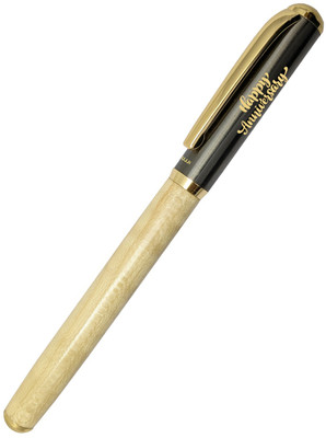 UJJi Happy Anniversary Logo Magnetic Cap real wood body with Gold Part Roller Ball Pen(Ink Color - Blue)