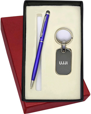 UJJi 2in1 Blue Slim Design Pen with Touch Stylus and Keyring Pen Gift Set(Pack of 2, Ink Color - Blue )