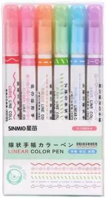 ease onn LINER ROLLER Fineliner Pen(Pack of 6, Ink Color - Multicolor)