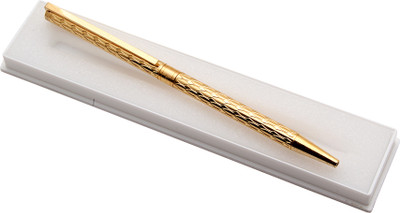 Ledos Sleek Shine Gold Pattern Design Metal Body Ball Pen(Ink Color - Blue Refill)