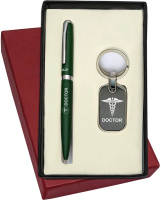 UJJi Doctor Logo Engraved Green Colour Ball Pen and Keychain Pen Gift Set(Pack of 2, Blue Ink)