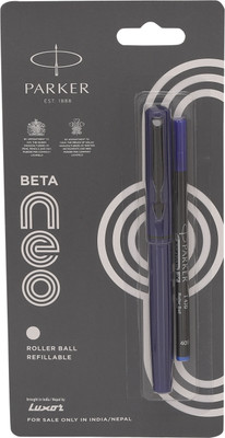 PARKER Beta Neo Chrome Trim| Blue Body Color| Roller Ball Pen(Ink Color - Blue)