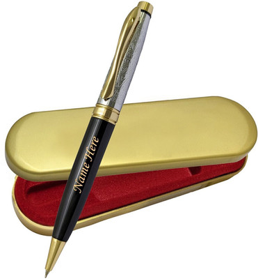 UJJi Design Cap with Golden Clip and Name Print Metal Ball Pen(Ink Color - Blue )