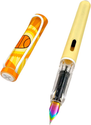 auteur 4085 Student Rainbow Nib Erasable Yellow Fountain Pen For Boys, School & Collage Fountain Pen