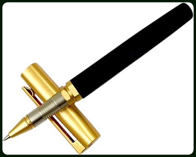 Jully Luxury 108 Black Color Metal Body Student Pen With Gold Plated Cap Best Gift Nib(Ink Color - Blue)
