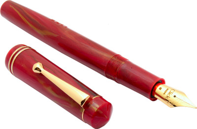 Ledos Click Aristocrat 3in1 Ink Filling Golden Trims Red Marble Medium Nib Fountain Pen(Ink Color - converter system)