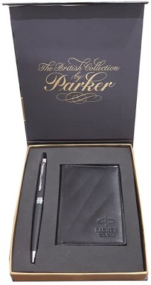 PARKER ASTER MATTE BLACK CHROME TRIM BALL PEN WITH CREDIT CARD HOLDER Ball Pen(Ink Color - Blue)