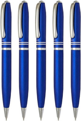 UJJi Two Ring Matte Blue Color Twist On & Off Ball Pen(Pack of 5, Ink Color - Blue )
