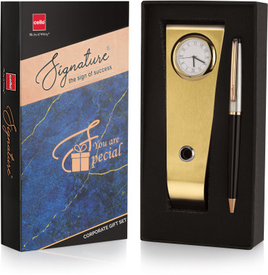 Cello Signature Pen & Table Watch Gift Set | Perfect Present for Dad Pen Gift Set(Pack of 2, Ink Color - Blue)
