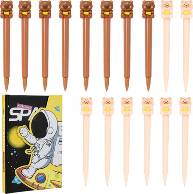 Ikko Cute Bear Figure Design with Space Dairy Ball Pen(Pack of 17, Ink Color - Blue)