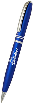 UJJi Happy Birthday Logo Two Ring Matte Blue Color Twist On & Off Ball Pen(Ink Color - Blue )