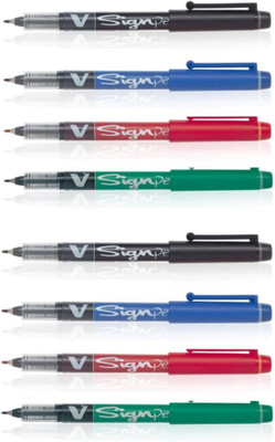 PILOTKING Pilot V Sign Pen Fineliner Pen(Pack of 8, Ink Color - Multicolor)