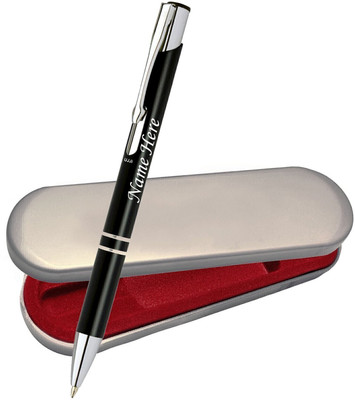 UJJi Name Print Retractable Mechanism Black Color Metal Ball Pen(Ink Color - Blue )