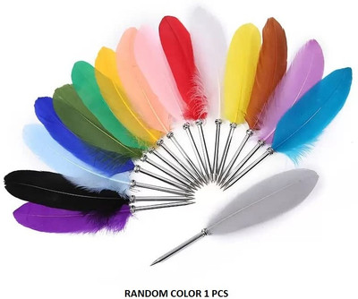 KRYTONE 1 pcs Feather Quill Ball Point Pen For Office School Supplies Ball Pen(Ink Color - Multicolor)