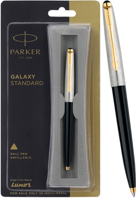 PARKER Galaxy Standard Gold Trim Black Body Color Ball Pen(Pack of 2, Ink Color - Blue)