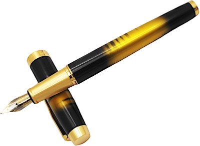 Dikawen 8059 Yellow Colour Limited Edition Designer Marble Finish With Gold Plated Trims Fountain Pen