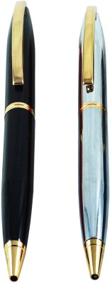 auteur 156 Black & Steel Color In Metal Body With Gold Plated Clip Premium Collection Pen Gift Set(Pack of 2, Blue)