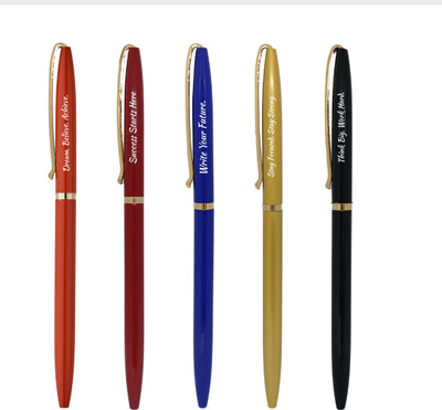 Submarine 917 Chanakya Motivational Quotes Engraved Ball Pen, Metal Body Ball Pen(Pack of 5, Ink Color - Blue )