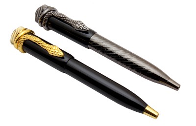Ledos Cobra Clip Edition Set Of Golden & Gunmetal Mini Ball Pen(Pack of 2, Blue Refill)
