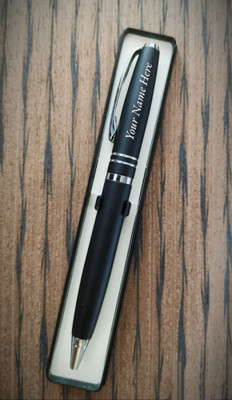 mizi Royal Black-Silver Metal Body Ball Pen(Ink Color - Blue)