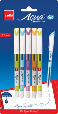 Cello Aqua Gel Pen(Pack of 5, Ink Color - Blue)