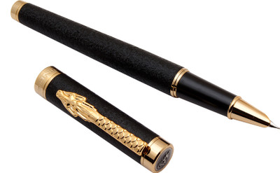 Ledos Jinhao 1008 Black Rock Textured Metal Body Cobra Design Clip & Hooded Fine Nib Fountain Pen(Ink Color - Converter System)