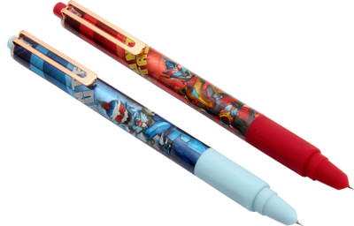 Ledos Set Of 2 Yiren Super Hero Edition Red & Blue Retractable Button System Fountain Pen(Pack of 2, Ink Color - Cartridge System, Erasable ink cartridge)