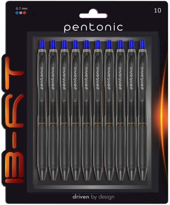 Pentonic B-RT 0.7 mm Retractable Ball Pen Blister | Black Matte Finish Body, Smart Grip Ball Pen(Pack of 5, Blue)