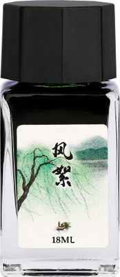 Moonman 18ml Glass Bottle Fountain Pen Colour Ink, No Blocking, Non Carbon Dye, Classic Ink Bottle(Ink Color - Grass Green)