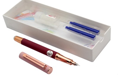 Ledos Luoshi 3949 Matte Pink Metal Body With Rose Gold Trims & Hooded Fine Nib Fountain Pen(Converter System)