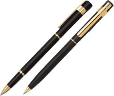 UNOMAX Nexa Gold Premium Metal Body Ball Pen and Roller Pen Pen Gift Set(Pack of 3, Blue)