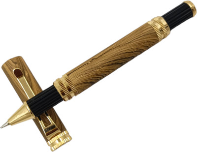 Lestylo Premium 720 Wooden Designer Fine Tip Pen In Metal Body With Gold Plated Trims Roller Ball Pen(Ink Color - Blue)