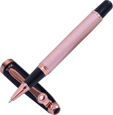 Krink KNP_PEN_R040 Unique Design with Black/ peach Color Combination Metal Body Roller Ball Pen(Ink Color - Blue)
