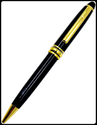 auteur 222 Black Color Metal Body Designer GIft Collection With Gold Plated Clip Ball Pen(Ink Color - Blue)
