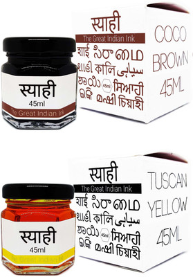 Syahi - The Great Indian Ink - Fountain, Calligraphy, Dip pen, v7 v5 Trimax ink Ink Bottle(Pack of 2, Ink Color - Coco Brown, Tuscan Yellow)