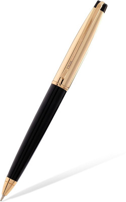 Tylos Vibe Black/Gold Pen with Golden Cap Studded Stone on Top Gold Arrow Clip Metal Ball Pen(Ink Color - Blue)