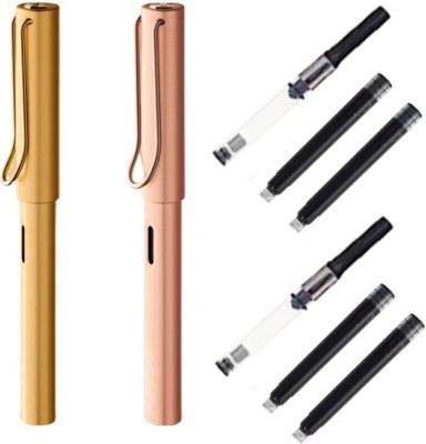 MAQOiW Elegant Calligraphy Pen, Luxury Rose Gold & Gold Pen Best for Journal, Signature Fountain Pen(Pack of 2, Ink Color - Black)