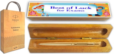 PARKER CLASSIC GOLD GT BP With Wooden Best Of Luck For Exam Gift Box and Gift Bag Ball Pen(Blue)