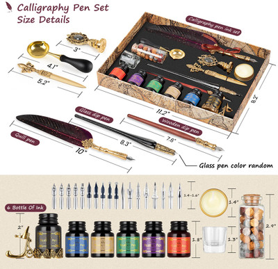 PROBEROS Calligraphy Feather Pen Calligraphy(Ink Color - Multicolor)