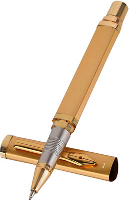 UJJi Triangle Shape Gold Colour with Long Metal Refill Roller Ball Pen(Ink Color - Blue )
