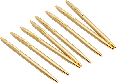 Ledos Set Of 8 Campaign Gold Finish Sleek Metal Body Ball Pen(Pack of 8, Blue Refill)