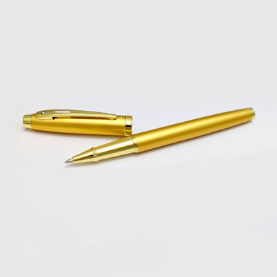 UJJi Golden Plated Metal Pen Blue Ink Cap Open Roller Ball Pen(Ink Color - Gold)