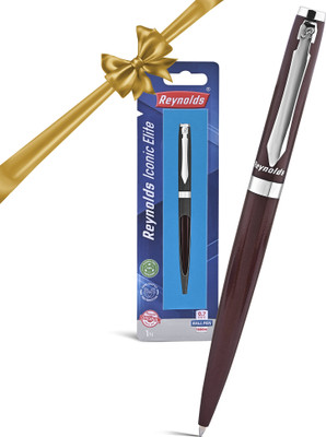 Reynolds Premium Metal Pen with Twist Mechanism, Iconic Elite Brown Ball Pen(Ink Color - Blue)