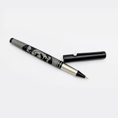 UJJi Pisces (Meen) Designed Black Aluminum Metal Blue Ink Roller Ball Pen(Ink Color - Blue)