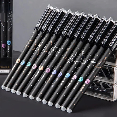 BREEPREE Erasable Pen Star Zodiac with Magic Wipe Eraser 0.5mm , Gel Pen Gel Pen(Pack of 6, Ink Color - Blue)