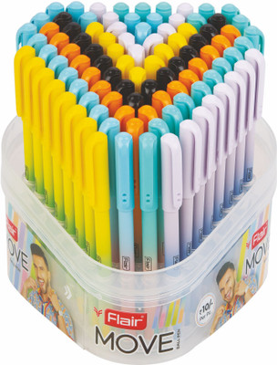 FLAIR Move Ball Pen Pack of 100 Ball Pen(Pack of 100, Ink Color - Multicolor)