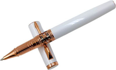 auteur Premium Dynora White Color Designer Metal Body Collector's Choice Best Gift Roller Ball Pen(Ink Color - Blue)