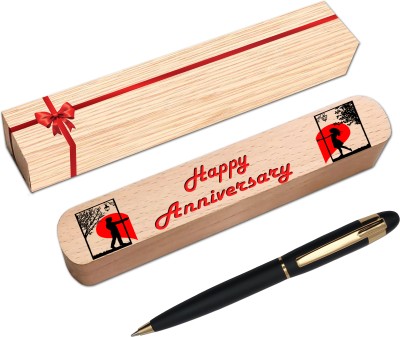 Klowage Saint Matte Black GT Ball Pen with Happy Anniversary Gift Box and bag Ball Pen(Blue)